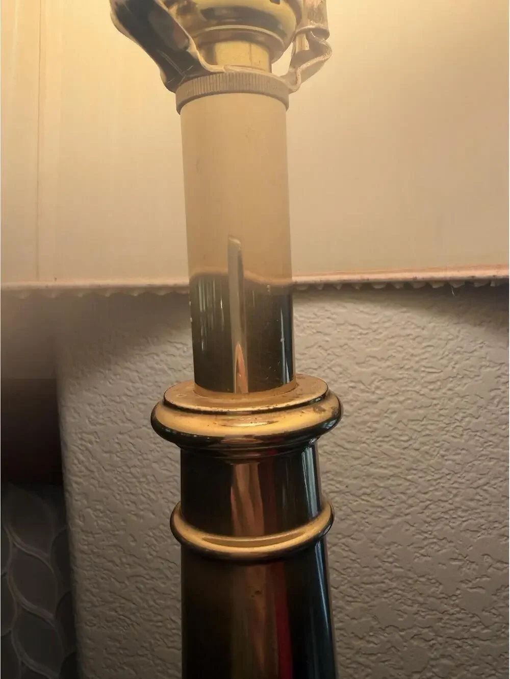 VTG Stiffel Solid Brass Table Lamp MCM Hollywood Regency Heavy 26” With Shade